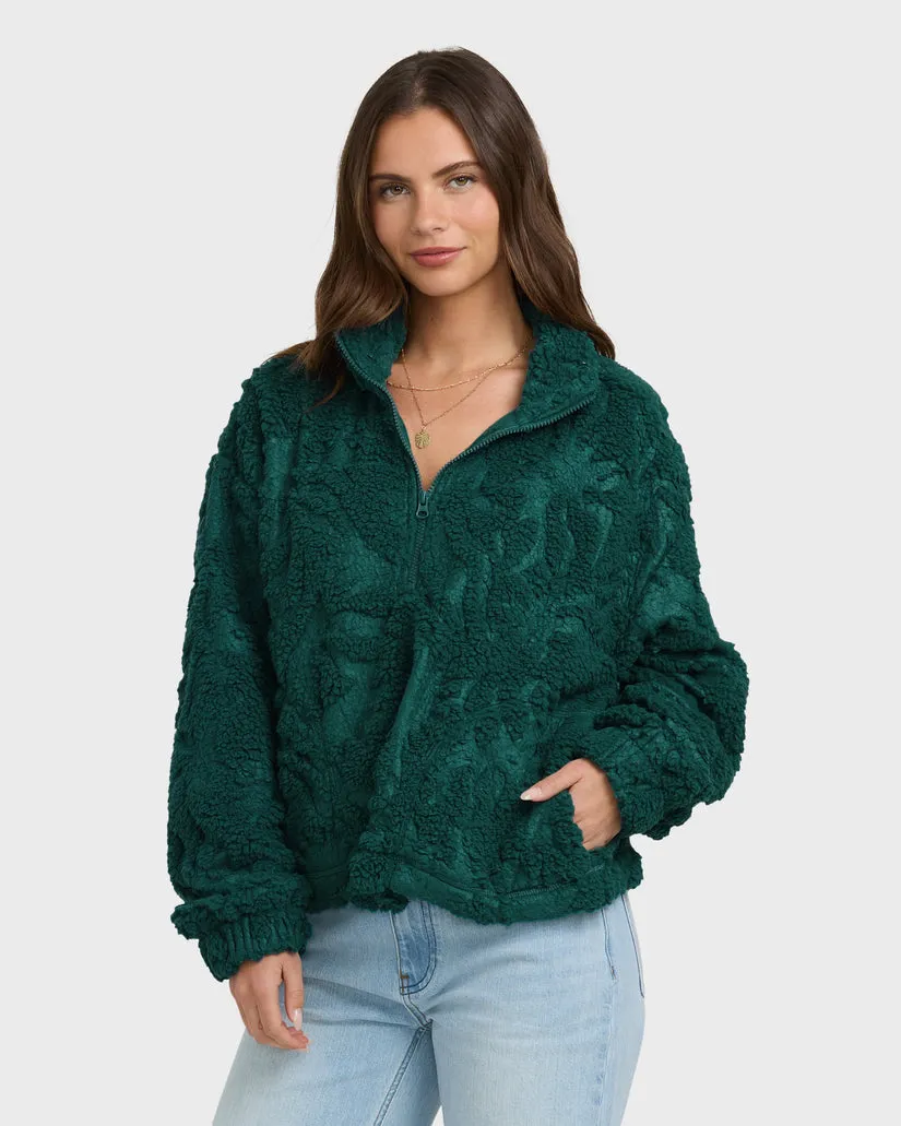 Billabong All The Time Sherpa Half Zip Sweatshirt - Spruce Green sold by Sun Diego Boardshops