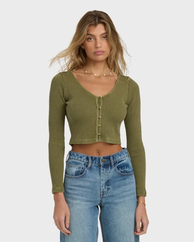 Billabong Paxton Long Sleeve Top - Military Olive sold by Sun Diego Boardshops