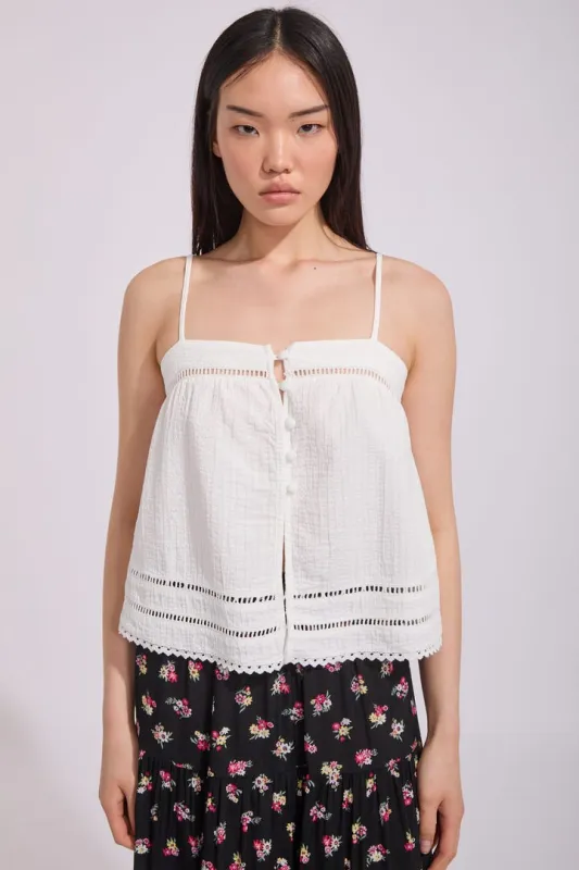 Rhythm Macy Scallop Top - White sold by Sun Diego Boardshops