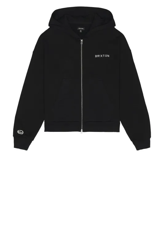 Brixton Embroidered Heavyweight Oversized Full Zip Hoodie - Black sold by Sun Diego Boardshops