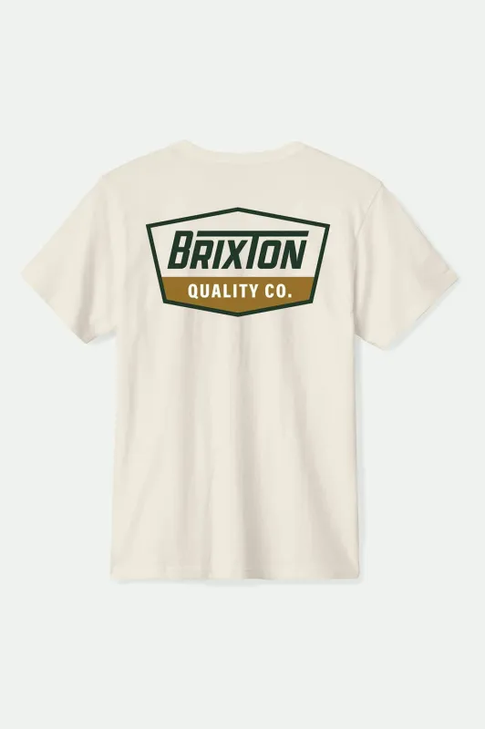 Brixton Regal Standard T-Shirt - Cream/Dark Green/Metal Bronze sold by Sun Diego Boardshops
