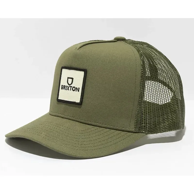 Brixton Alpha Block Netplus Mp Embroidered Patch Hat - Ivy Green/Sand sold by Sun Diego Boardshops