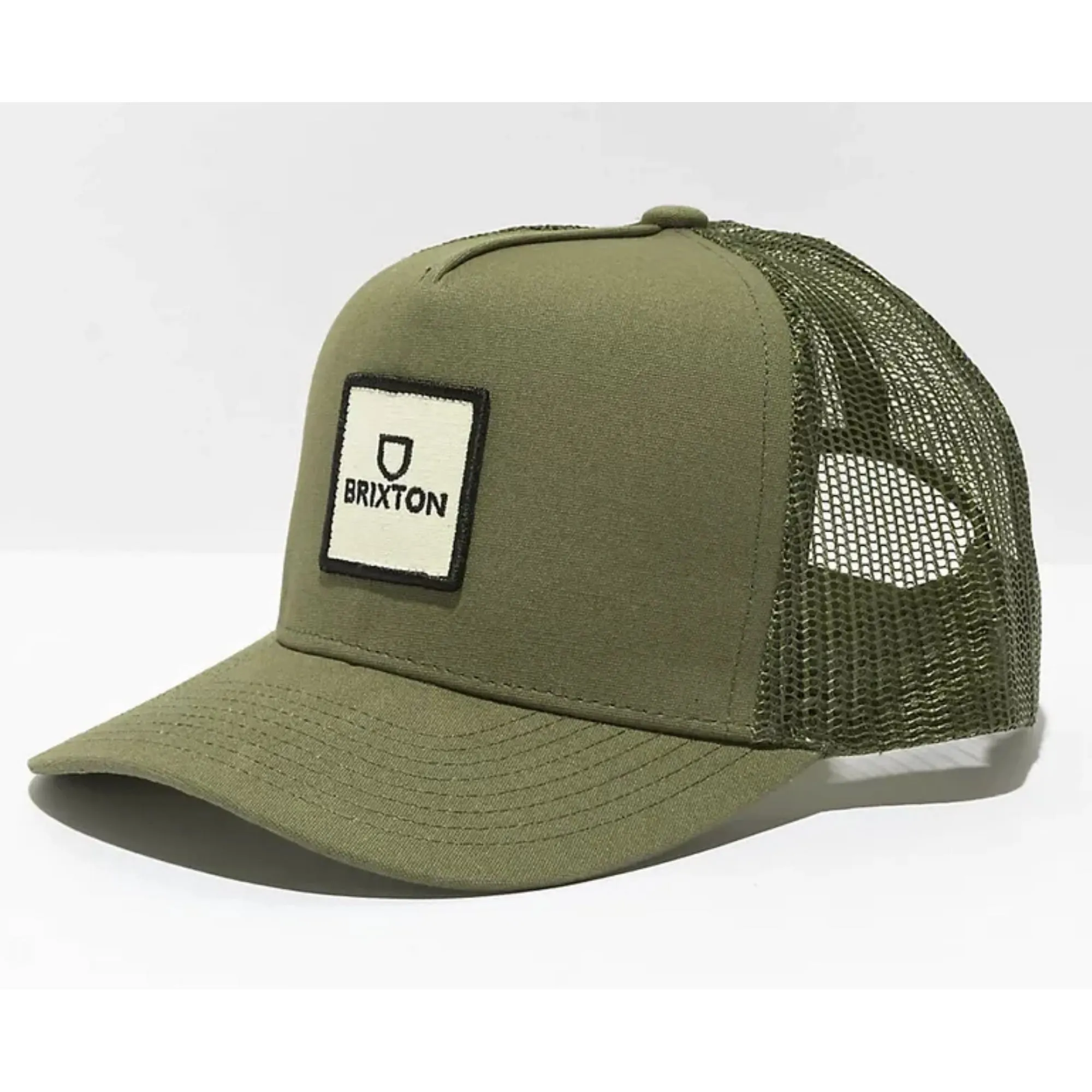 Brixton Alpha Block Netplus Mp Embroidered Patch Hat - Ivy Green/Sand sold by Sun Diego Boardshops