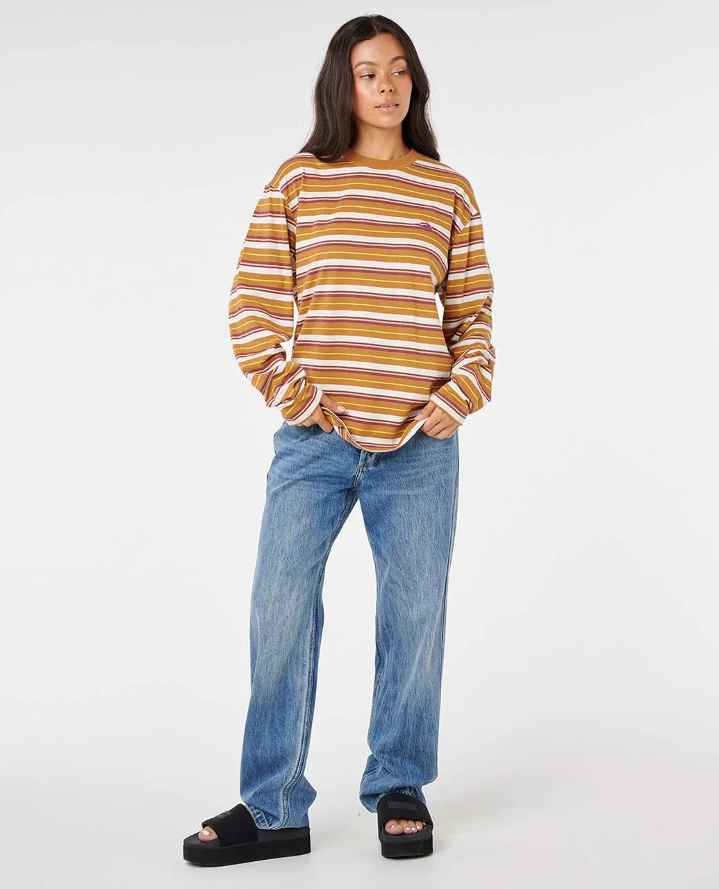 Rip Curl Stephanie Gilmore Stripe Og Long Sleeve Tee - Tan 1046 sold by Sun Diego Boardshops product image thumbnail 3