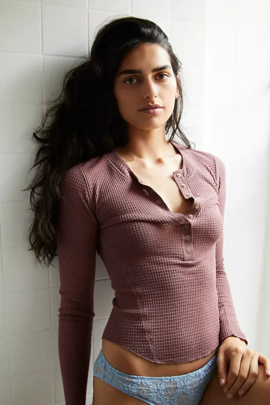 Free People One Of The Girls Henley - Clove Bark sold by Sun Diego Boardshops