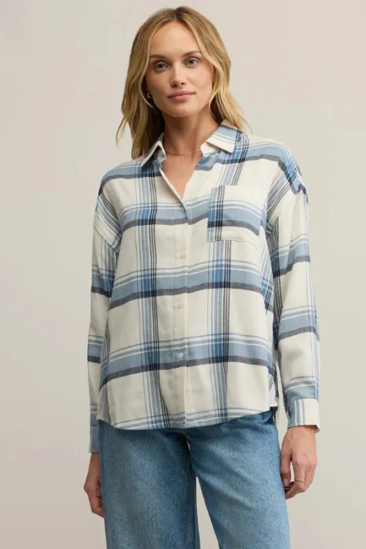 Z-Supply River Plaid Button Up - Vintage Indigo sold by Sun Diego Boardshops