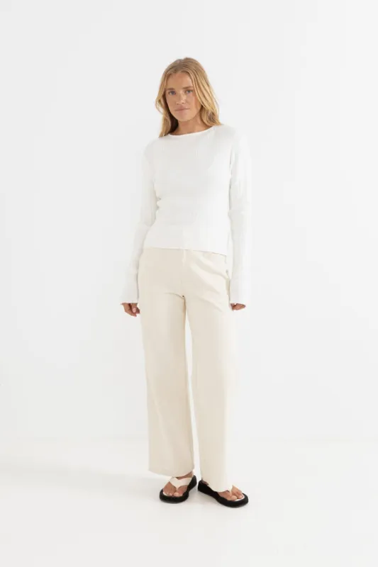 Rhythm Essential Long Sleeve Knit Top - Cream sold by Sun Diego Boardshops