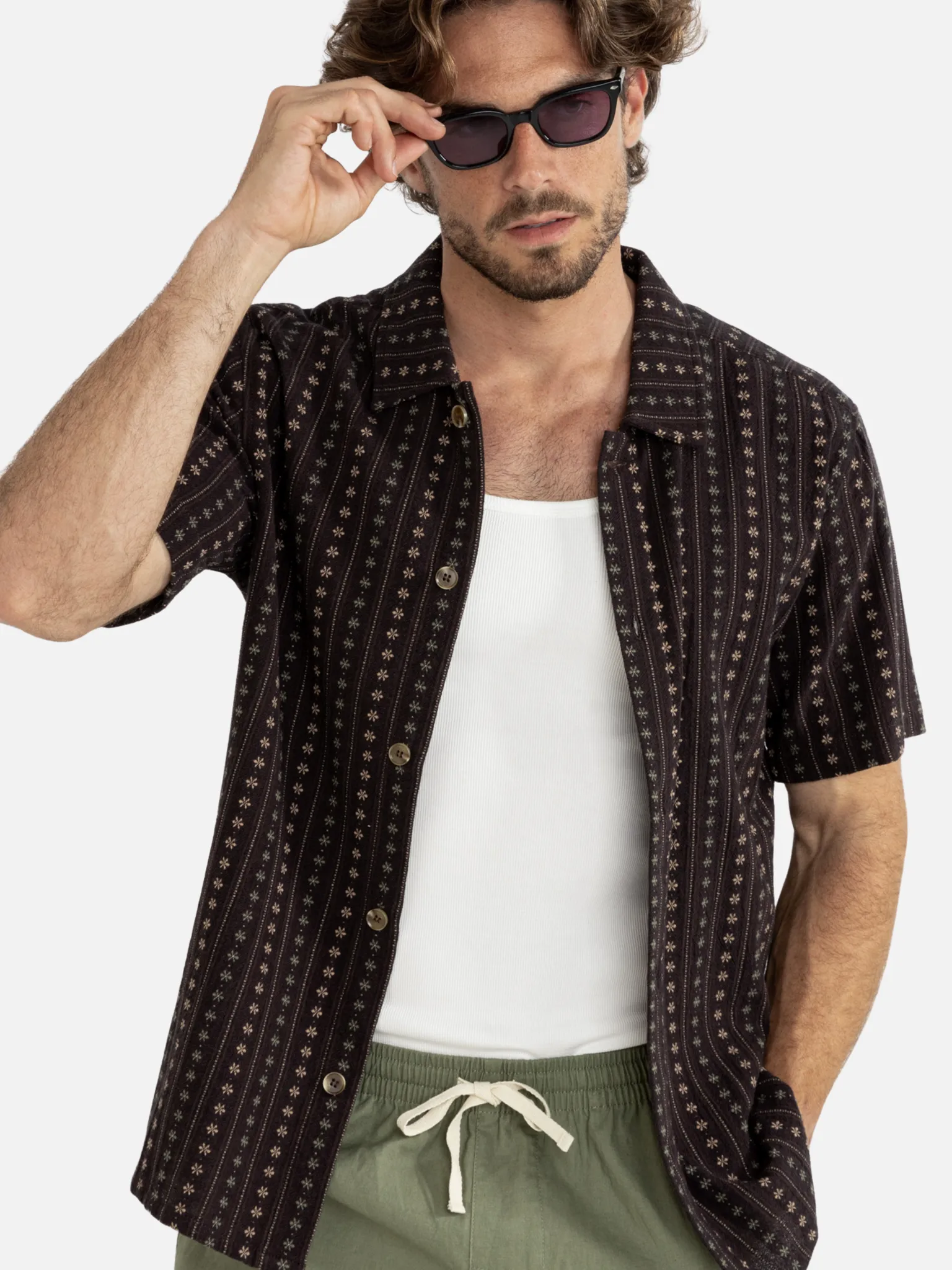 Rhythm Dakota Stripe Short Sleeve Shirt - Chocolate sold by Sun Diego Boardshops product image thumbnail 2