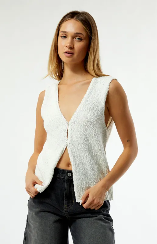Rhythm Adele Longline Knit Vest - Cream sold by Sun Diego Boardshops