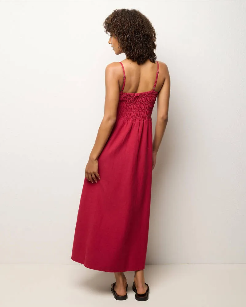 Rhythm Classic Shirred Midi Dress - Sangria sold by Sun Diego Boardshops product image thumbnail 3