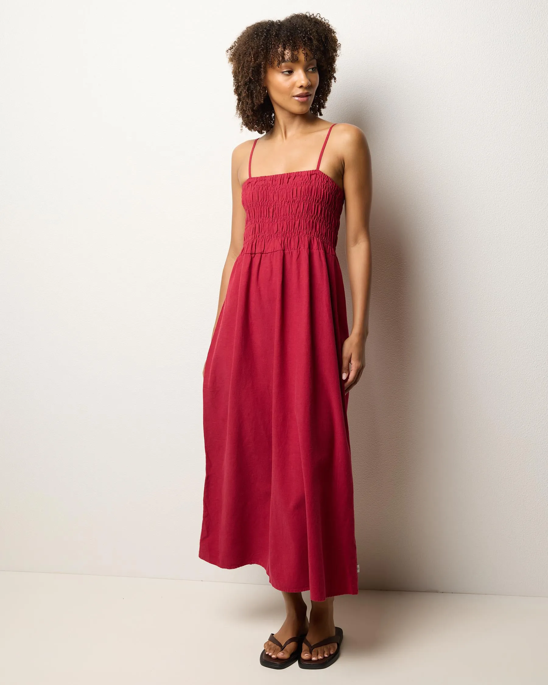 Rhythm Classic Shirred Midi Dress - Sangria sold by Sun Diego Boardshops product image thumbnail 2