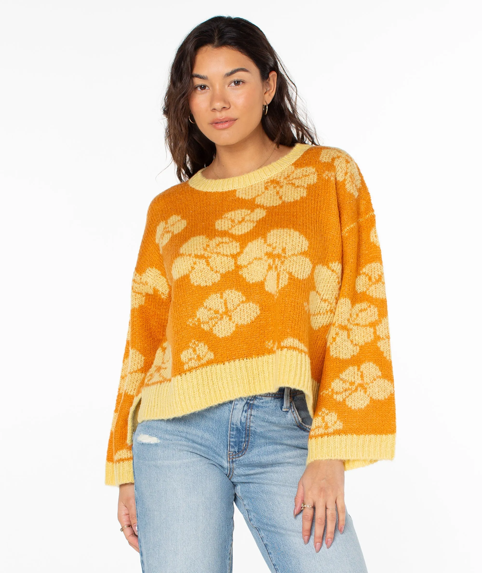 Roxy Flora Sweater - Golden Ochre Ngo sold by Sun Diego Boardshops