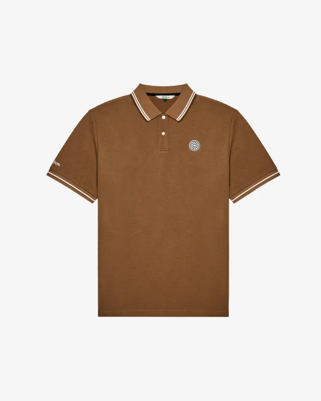 Malbon Fairway Applique Pique Polo - British Tan made by Malbon