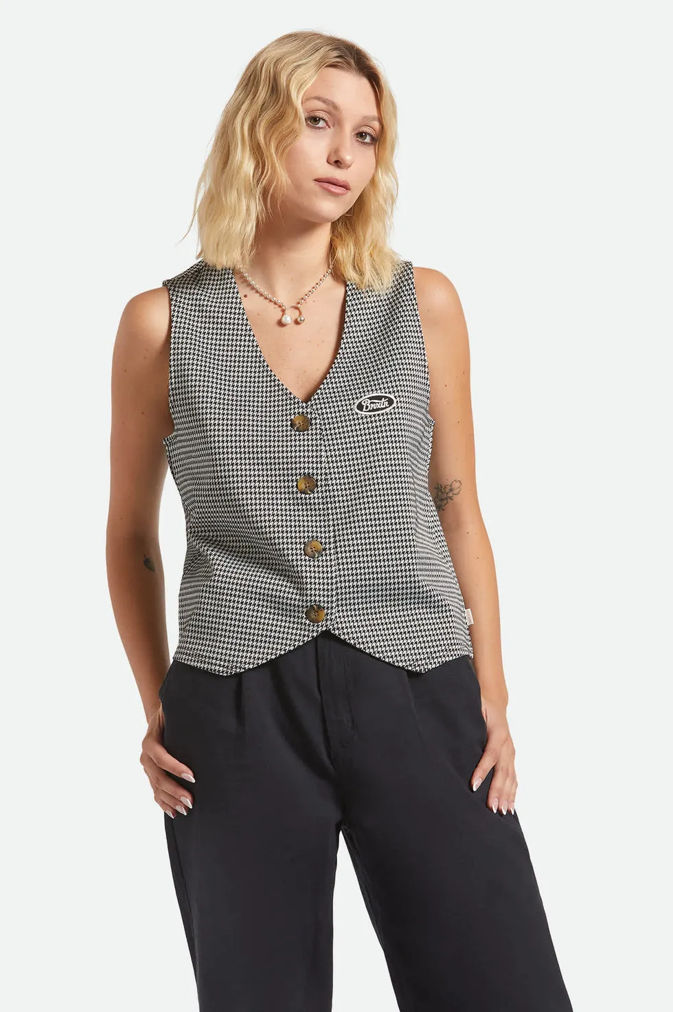 Brixton Houndstooth Leisure Vest - Winter White/Black sold by Sun Diego Boardshops product image thumbnail 3