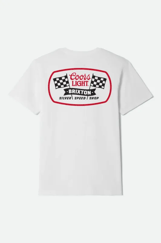 Brixton Coors Light Pit Stop Standard T-Shirt - White sold by Sun Diego Boardshops