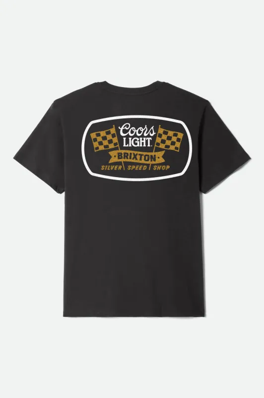 Brixton Coors Light Pit Stop Standard T-Shirt - Black sold by Sun Diego Boardshops