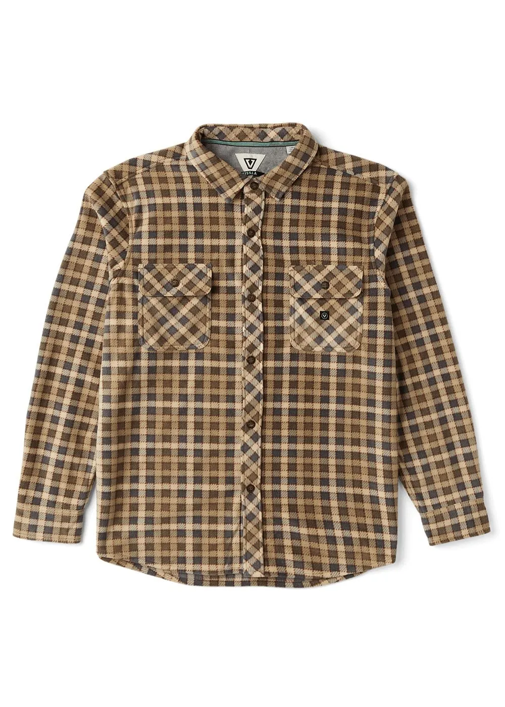 Vissla Eco-Zy Long Sleeve Polar Flannel - Light Khaki sold by Sun Diego Boardshops