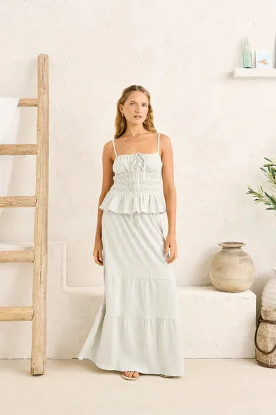 Rhythm Driftwood Stripe Shirred Crop Tank Top - Cream sold by Sun Diego Boardshops product image thumbnail 2