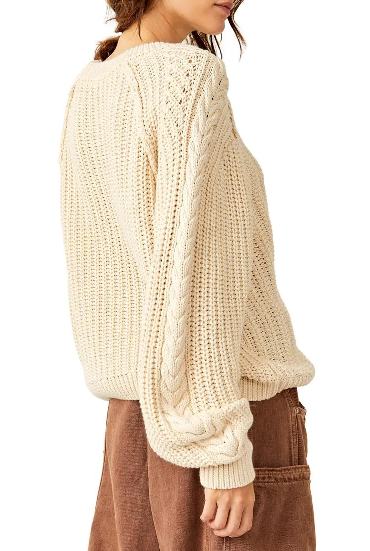 Free People Frankie Cable Knit Sweater - Buttercream sold by Sun Diego Boardshops product image thumbnail 2