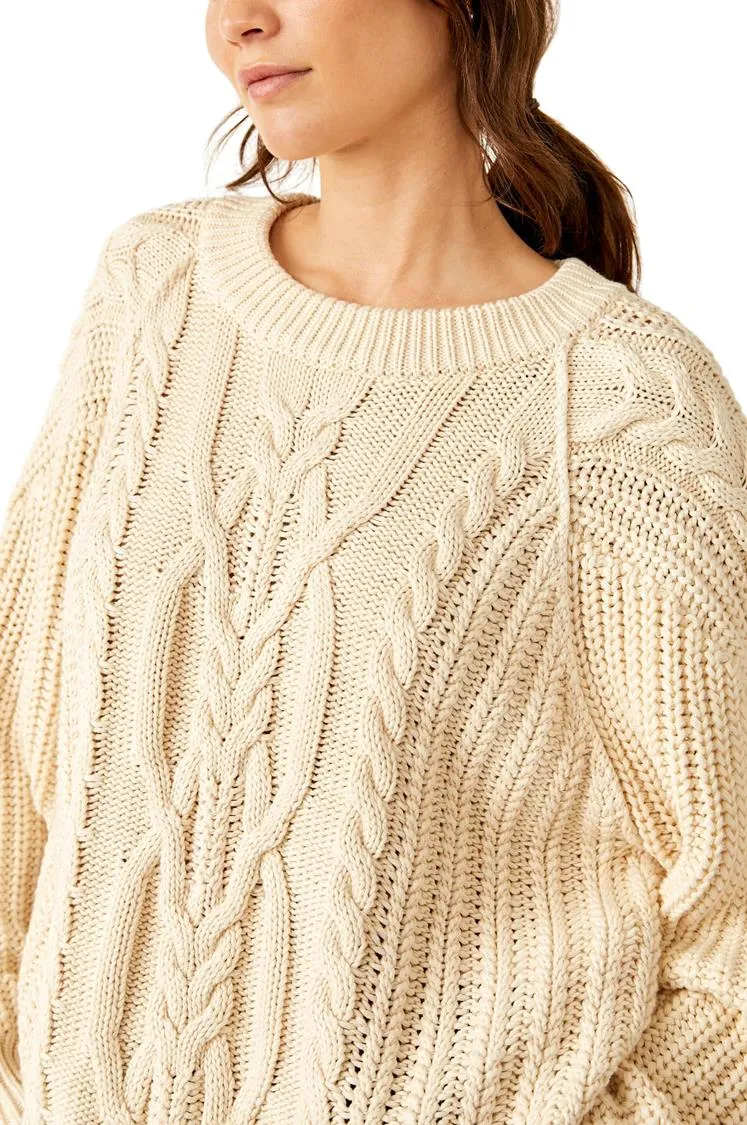 Free People Frankie Cable Knit Sweater - Buttercream sold by Sun Diego Boardshops product image thumbnail 3