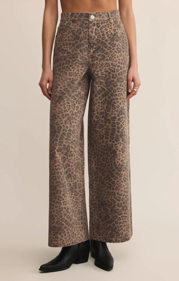 Z-Supply Marli Denim Leopard Pant - Desert Tan sold by Sun Diego Boardshops