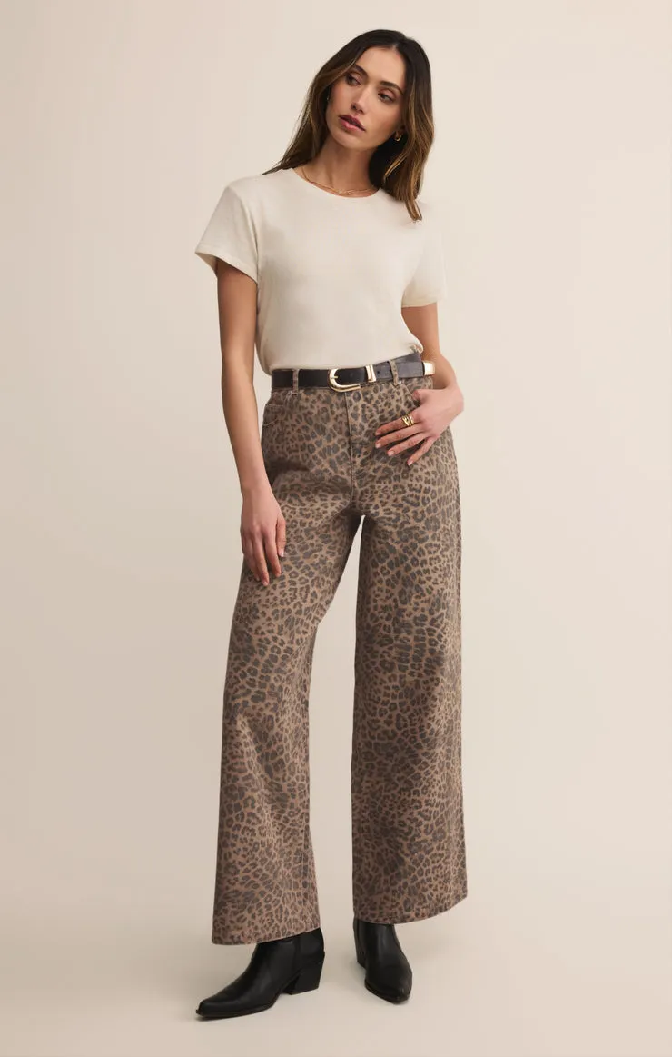 Z-Supply Marli Denim Leopard Pant - Desert Tan sold by Sun Diego Boardshops product image thumbnail 3