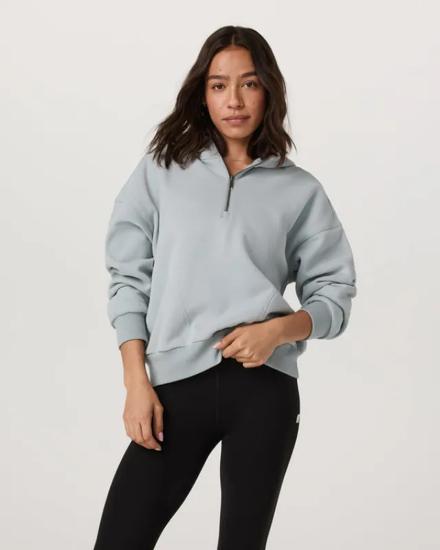 Vuori Restore Relaxed Half Zip Hoodie - Blue Haze made by Vuori