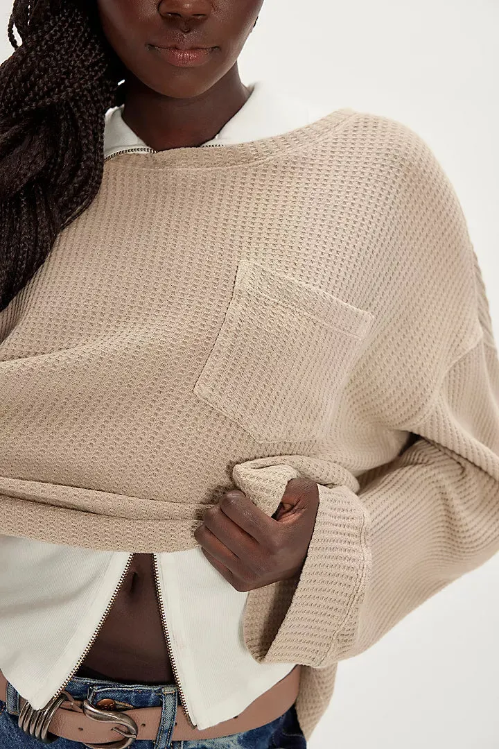 Free People Dawson Pocket Thermal - Smoothe Stone sold by Sun Diego Boardshops
