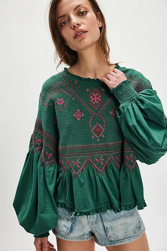 Free People Holly Long Sleeve Knit Top - Eggnog Combo sold by Sun Diego Boardshops