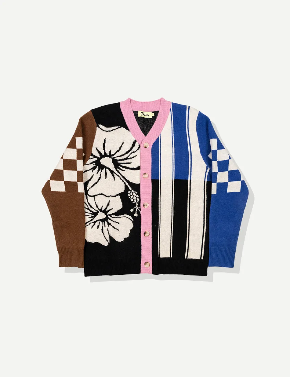 Duvin Hibiscus Stripe Knit Cardigan - Black sold by Sun Diego Boardshops