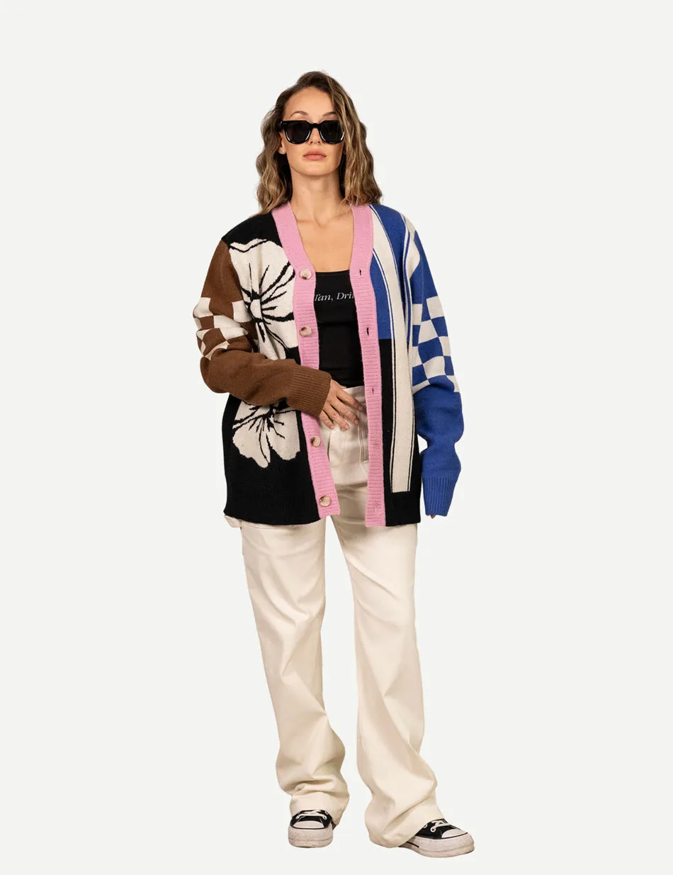 Duvin Hibiscus Stripe Knit Cardigan - Black sold by Sun Diego Boardshops product image thumbnail 5