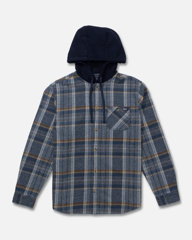 Salty Crew Whitewash Hooded Flannel - Midnight Navy sold by Sun Diego Boardshops