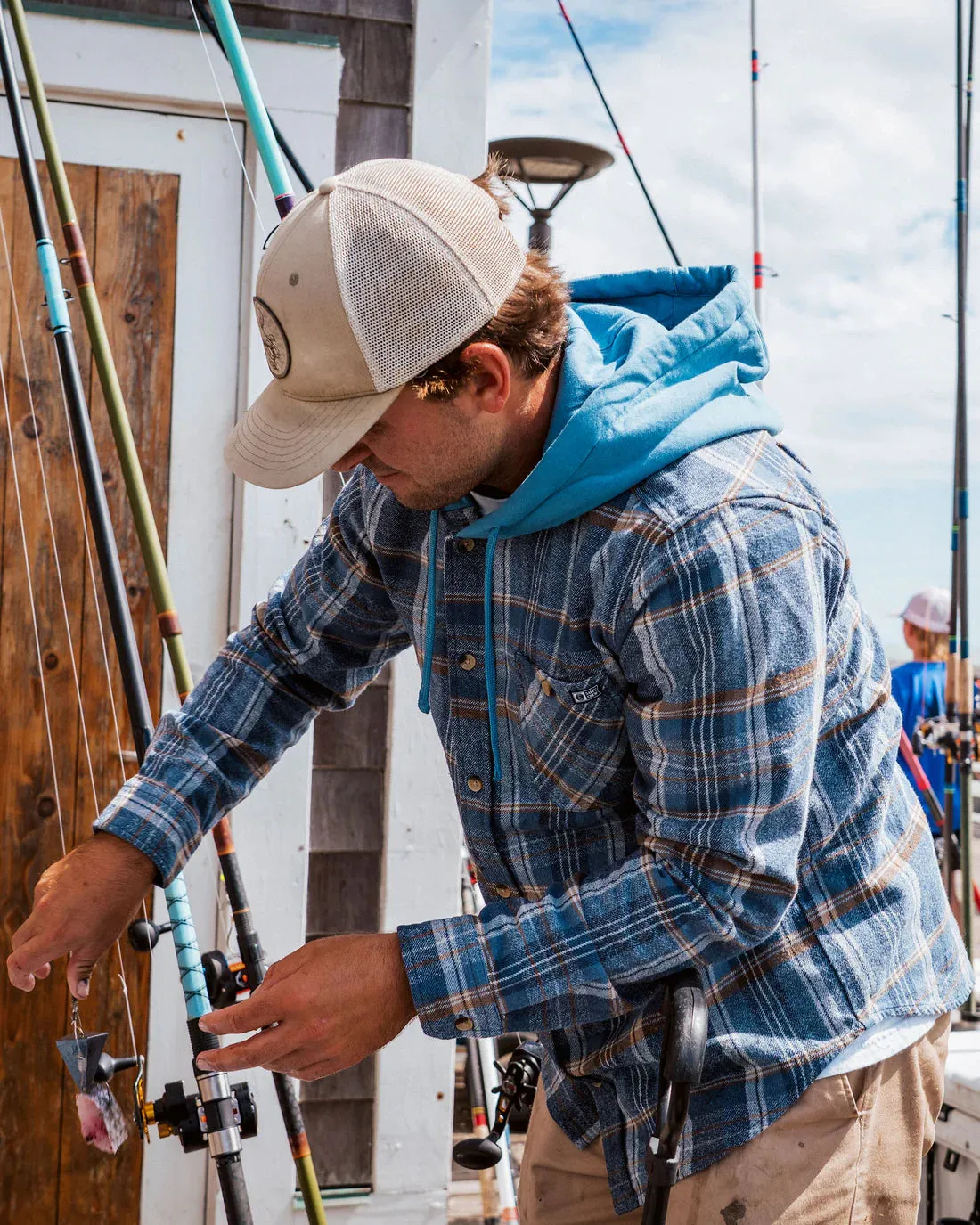 Salty Crew Whitewash Hooded Flannel - Midnight Navy sold by Sun Diego Boardshops product image thumbnail 3