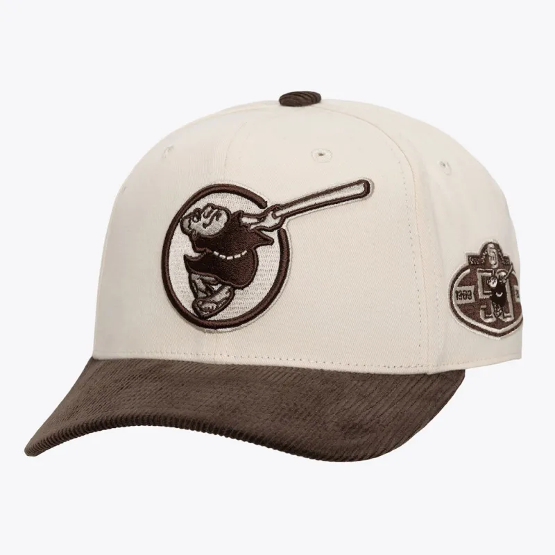 Mitchell & Ness San Diego Padres Cooperstown Fall Forduroy Pro Crown Snapback Hat - Off White made by Mitchell & Ness