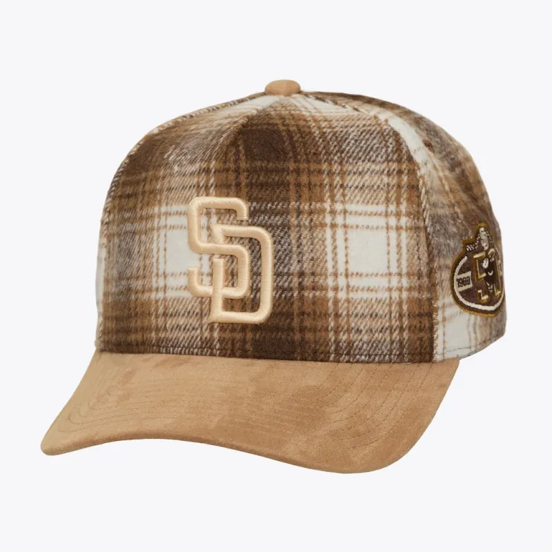 Mitchell & Ness San Diego Padres Plaid Out Pro Pinch Snapback Hat - Brown sold by Sun Diego Boardshops