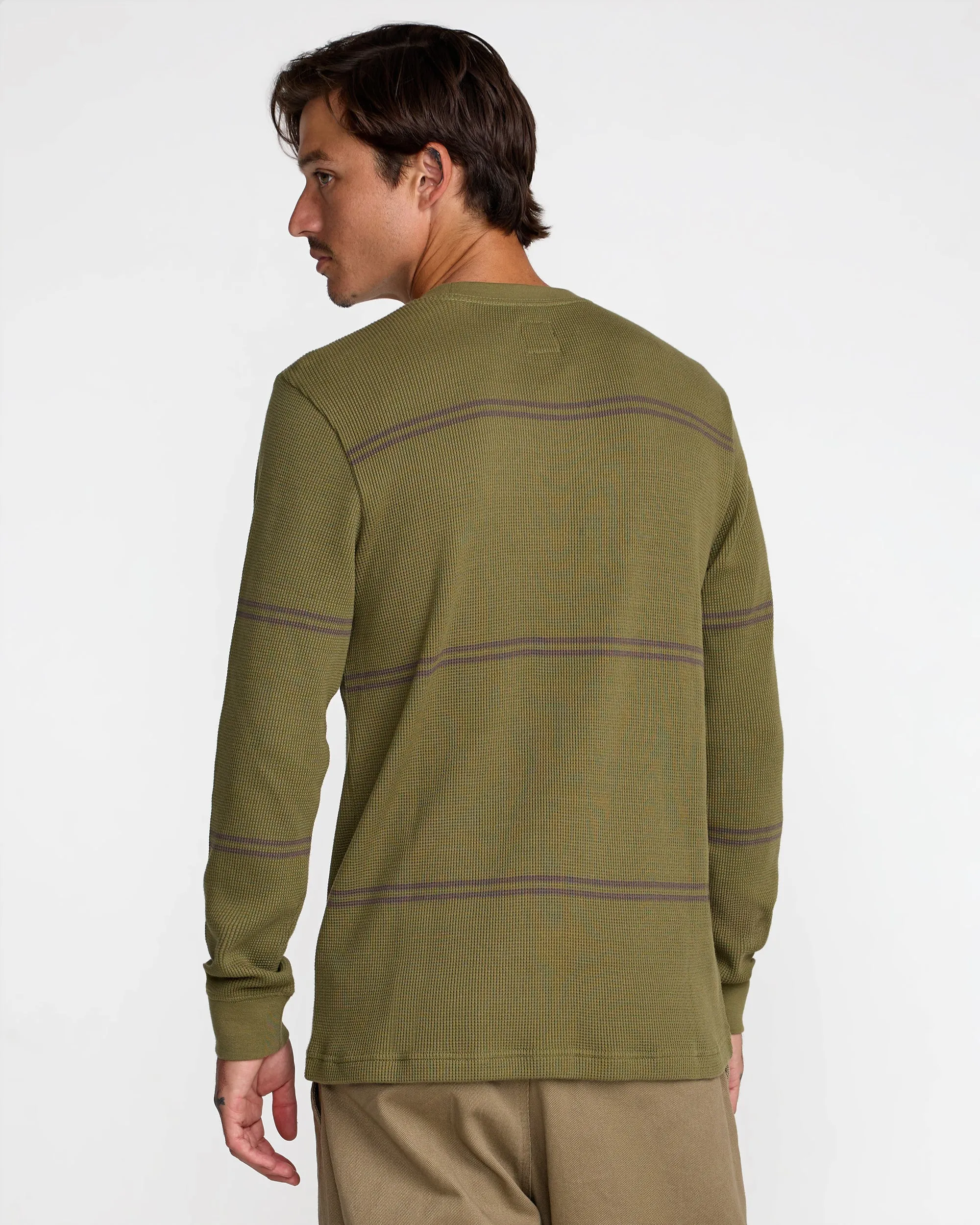 RVCA Dayshift Long Sleeve Stripe Thermal - Olive sold by Sun Diego Boardshops product image thumbnail 3