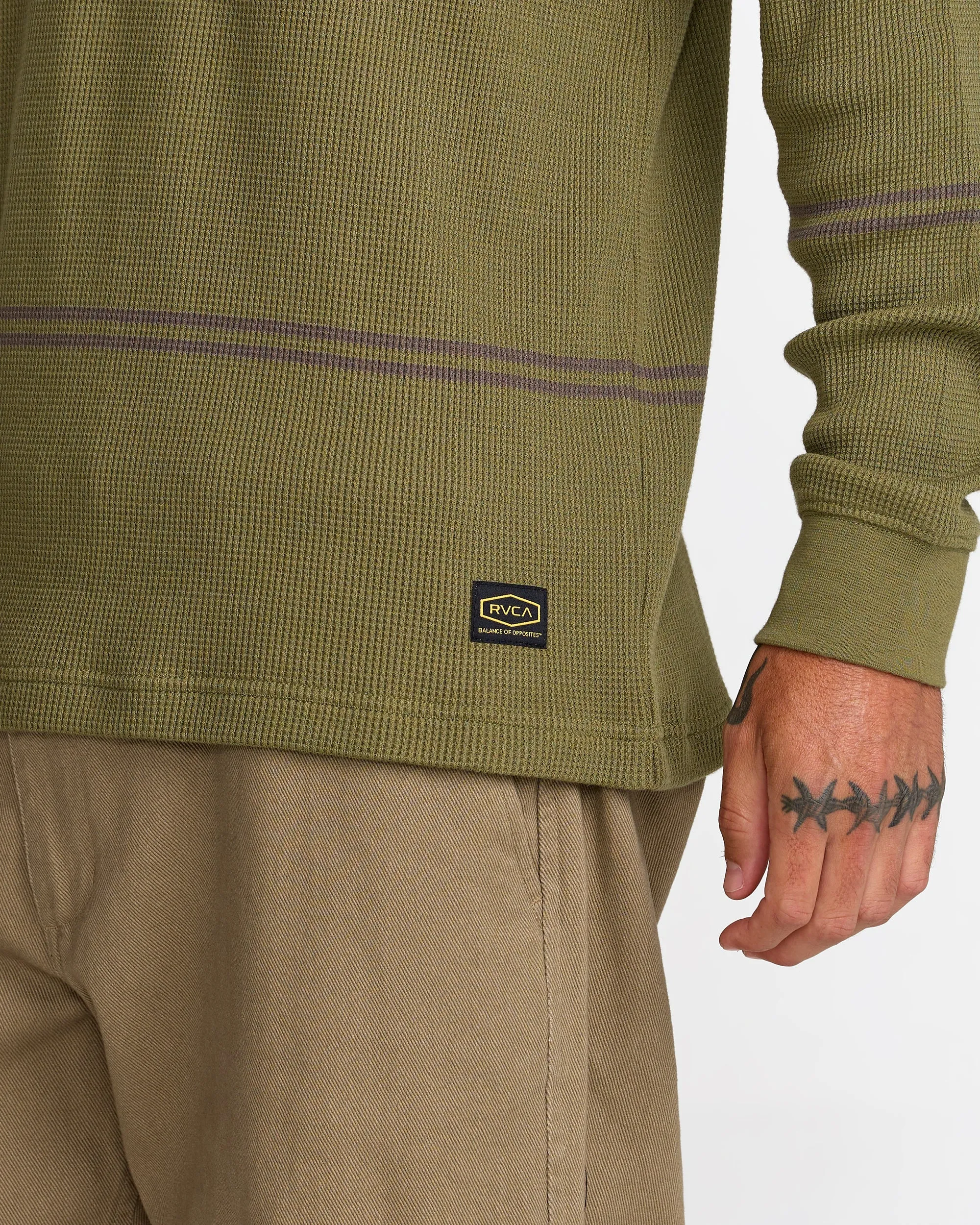 RVCA Dayshift Long Sleeve Stripe Thermal - Olive sold by Sun Diego Boardshops product image thumbnail 4