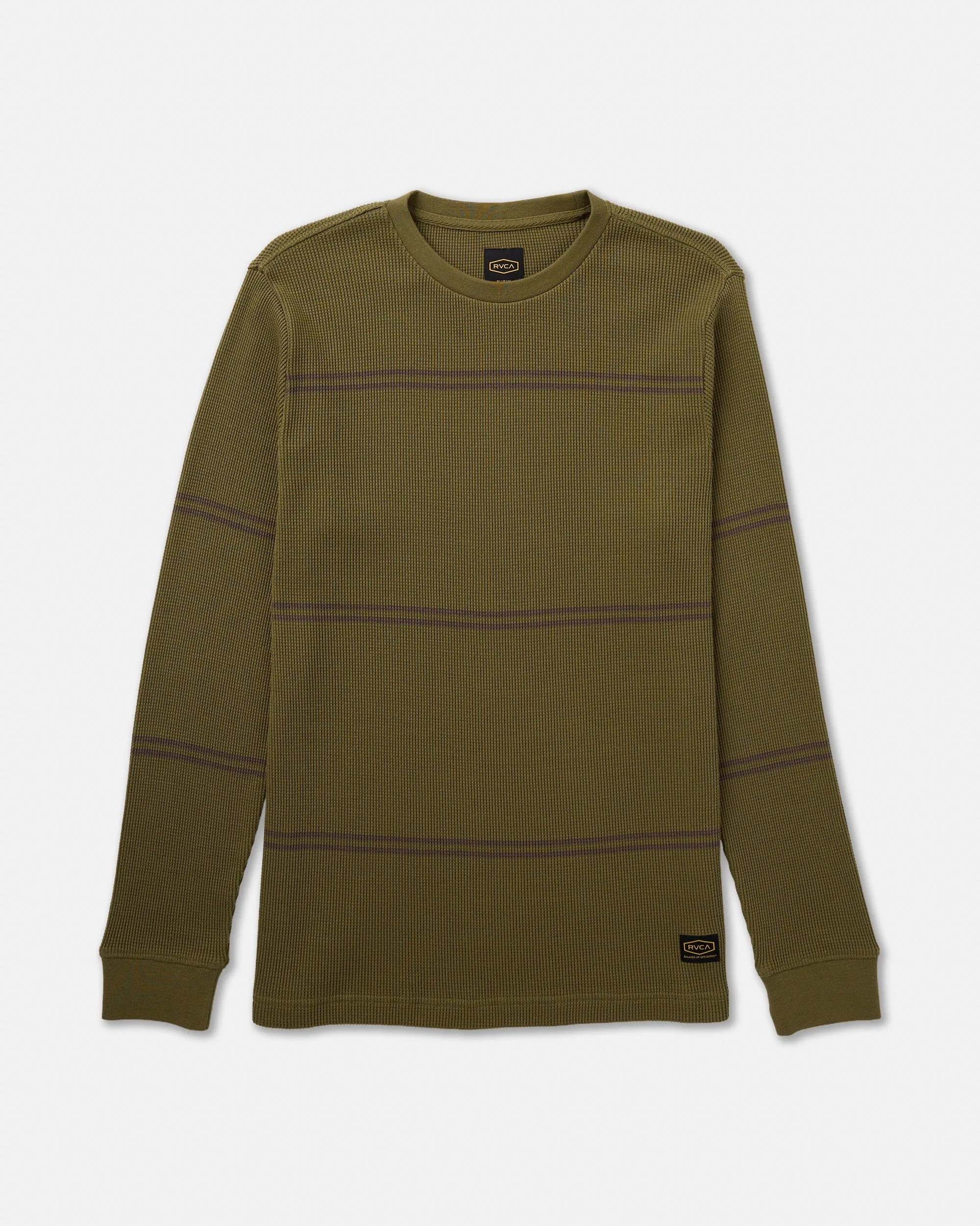 RVCA Dayshift Long Sleeve Stripe Thermal - Olive sold by Sun Diego Boardshops