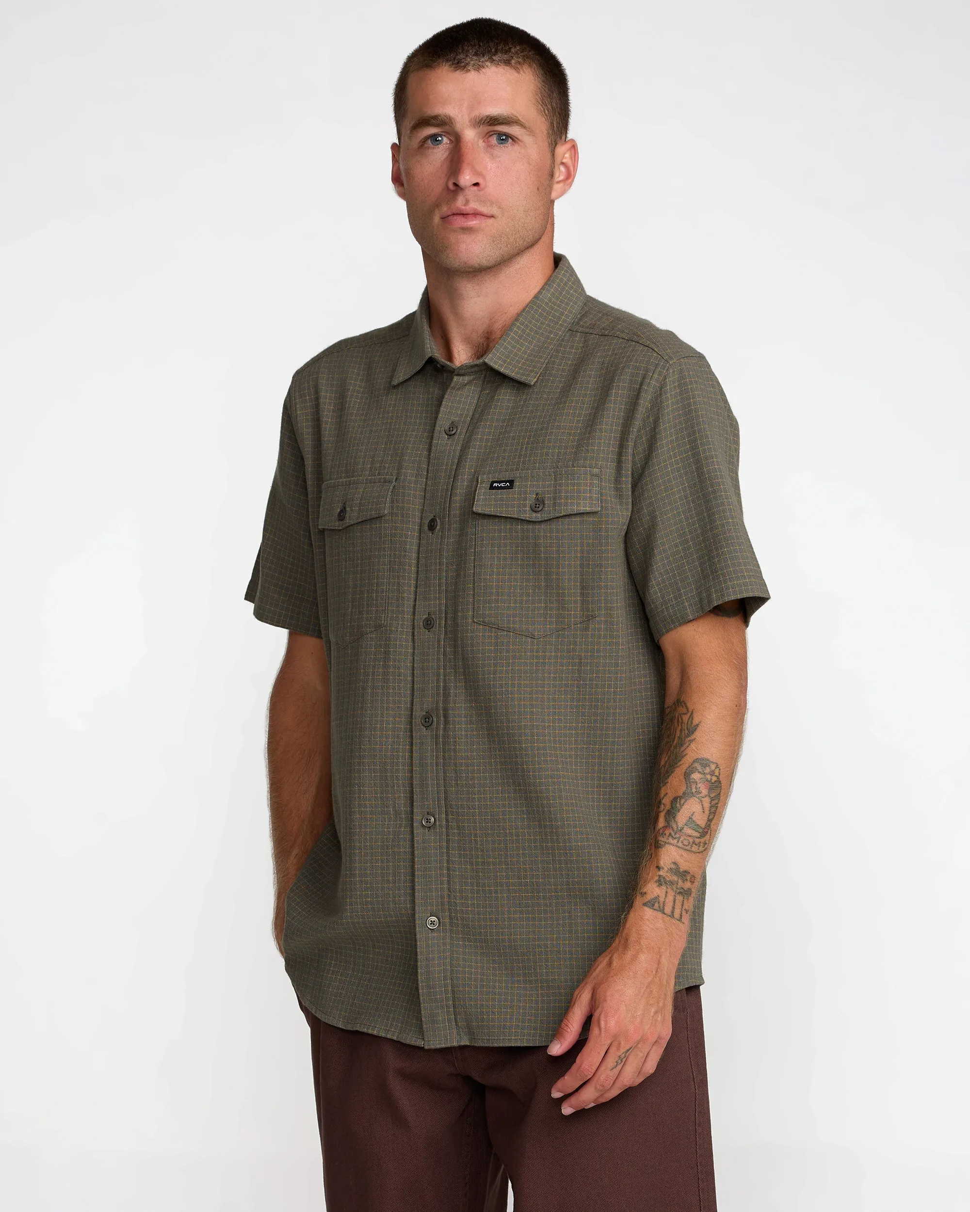 RVCA Costa Plaid - Sage Leaf sold by Sun Diego Boardshops product image thumbnail 2