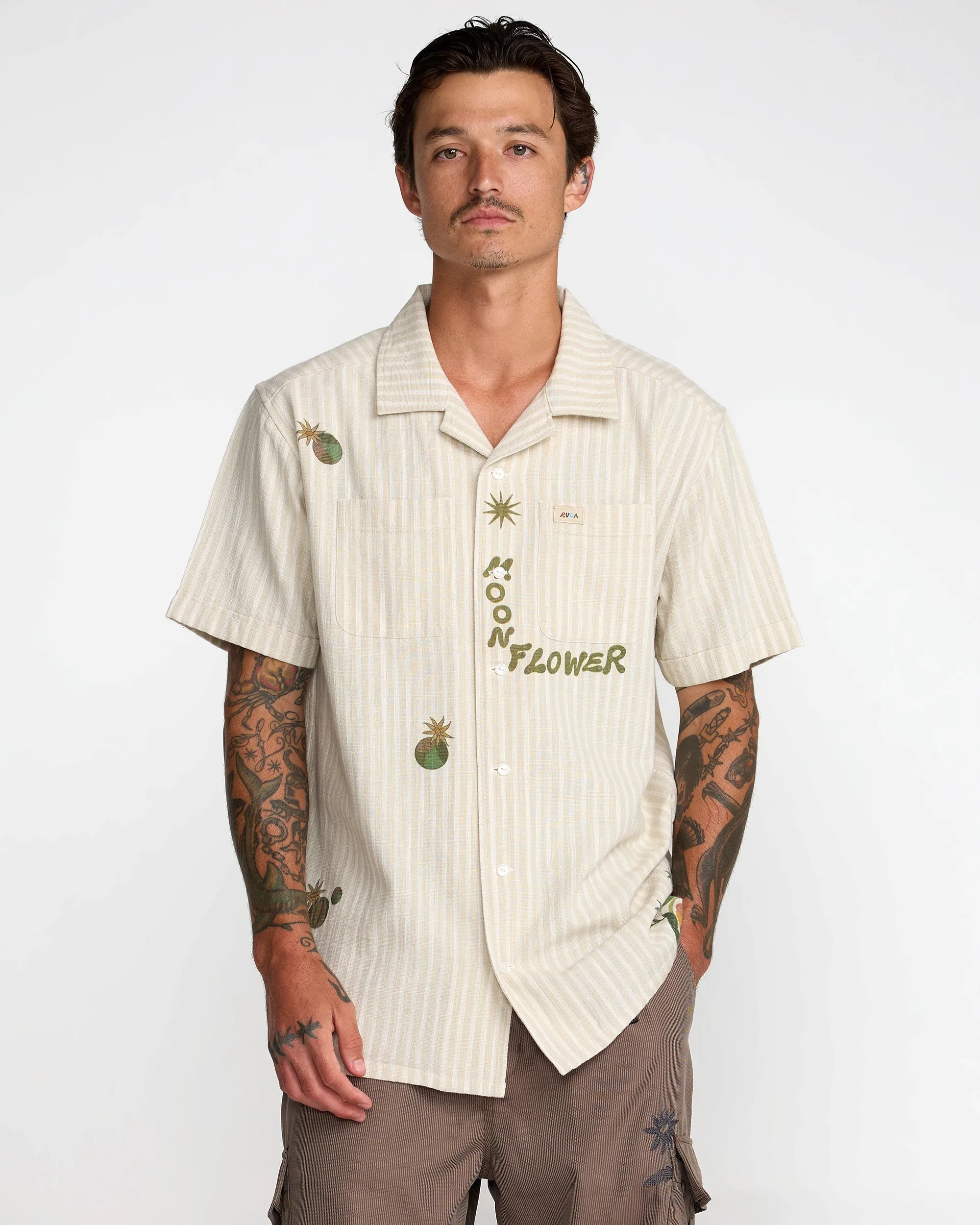RVCA Mel G Moonlight Short Sleeve Shirt - Antique White sold by Sun Diego Boardshops product image thumbnail 2