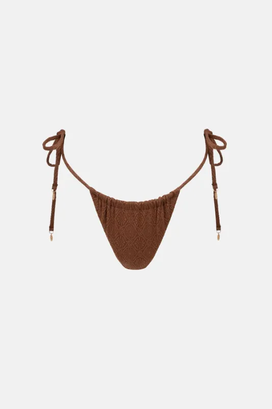 Rhythm Sunset Gathered Tie Side Itsy Swim Bottom - Chocolate made by Rhythm.