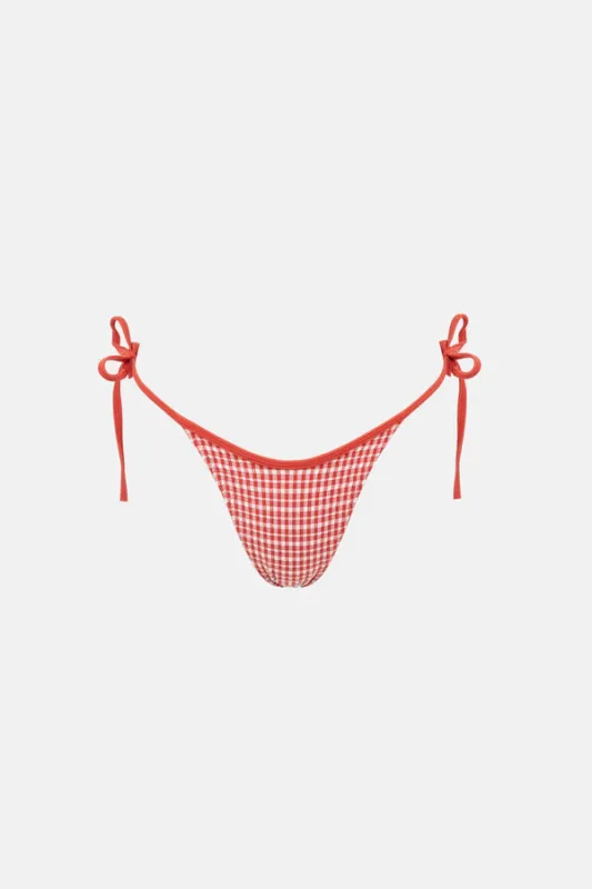 Rhythm Lola Check Tie Side Hi Cut Swim Bottom - Fire sold by Sun Diego Boardshops