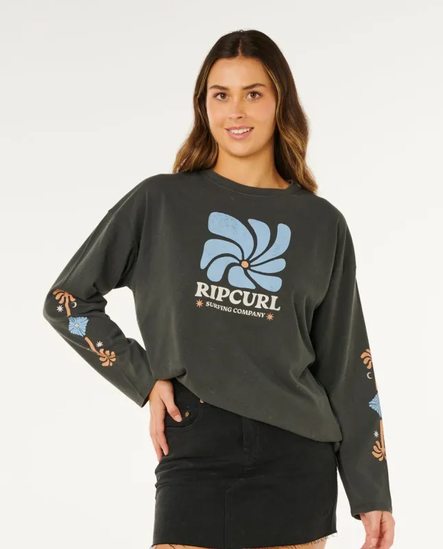 Rip Curl Pacific Coast Heritage Long Sleeve Tee - Washed Black 8264 sold by Sun Diego Boardshops