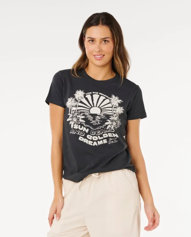 Rip Curl Sun Beams Standard Tee - Washed Black sold by Sun Diego Boardshops