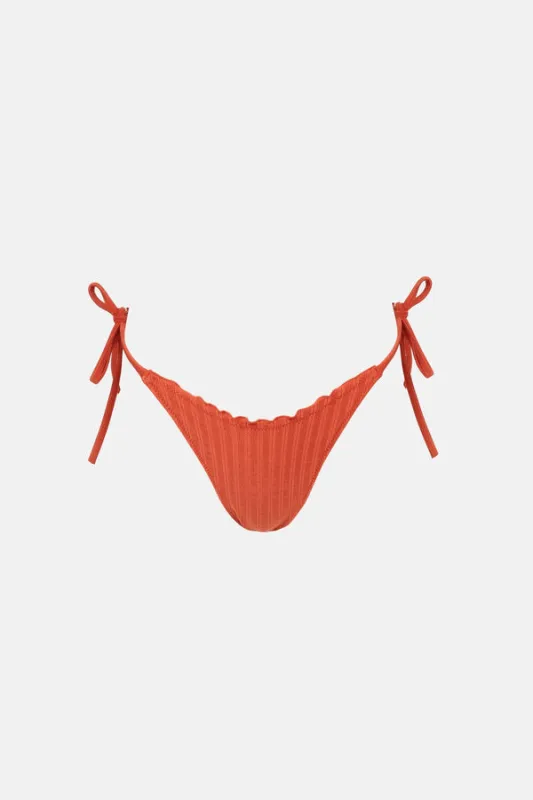 Rhythm Pacific Rib Tie Side Hi Cut Swim Bottom - Fire sold by Sun Diego Boardshops