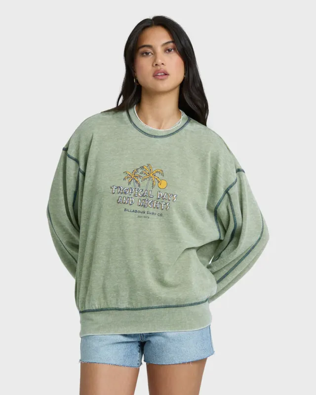 Billabong All The Days Kendal Crewneck Sweatshirt - Dark Olive sold by Sun Diego Boardshops