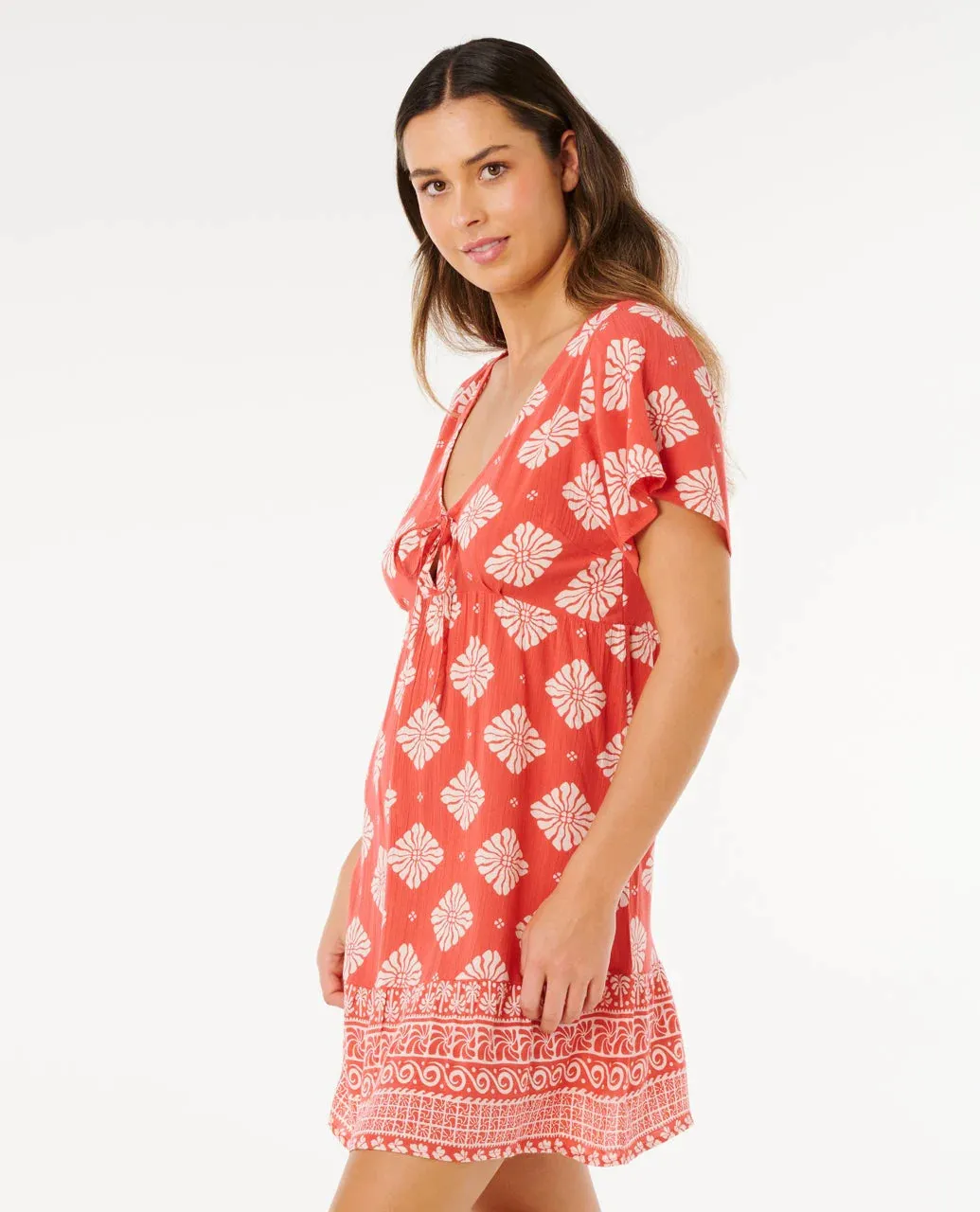Rip Curl Ventura Tiered Short Sleeve Dress - Red 0040 sold by Sun Diego Boardshops product image thumbnail 2