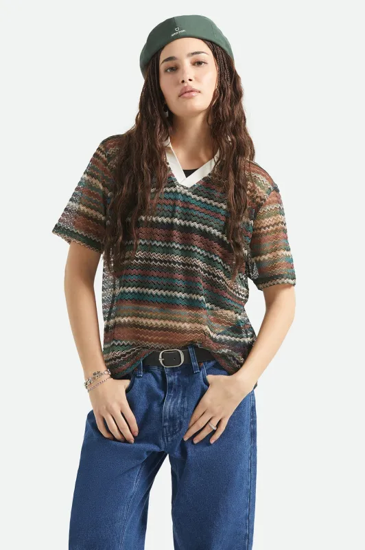 Brixton Varsity T-Shirt - Multi Retro Stripe made by Brixton