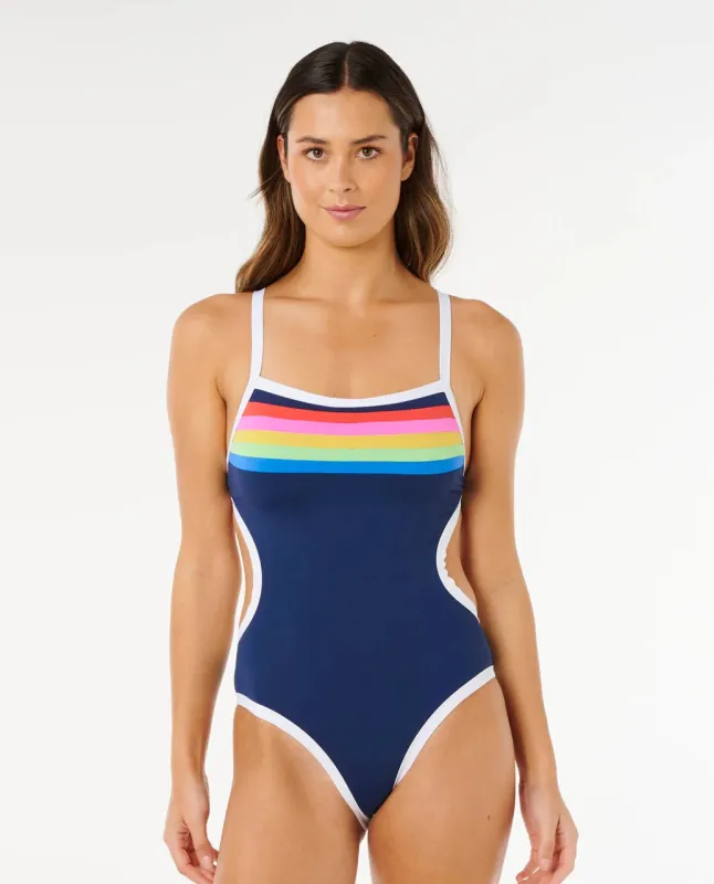 Rip Curl Surf Stripe Cheeky One Piece Swimsuit - Dark Navy made by Ripcurl
