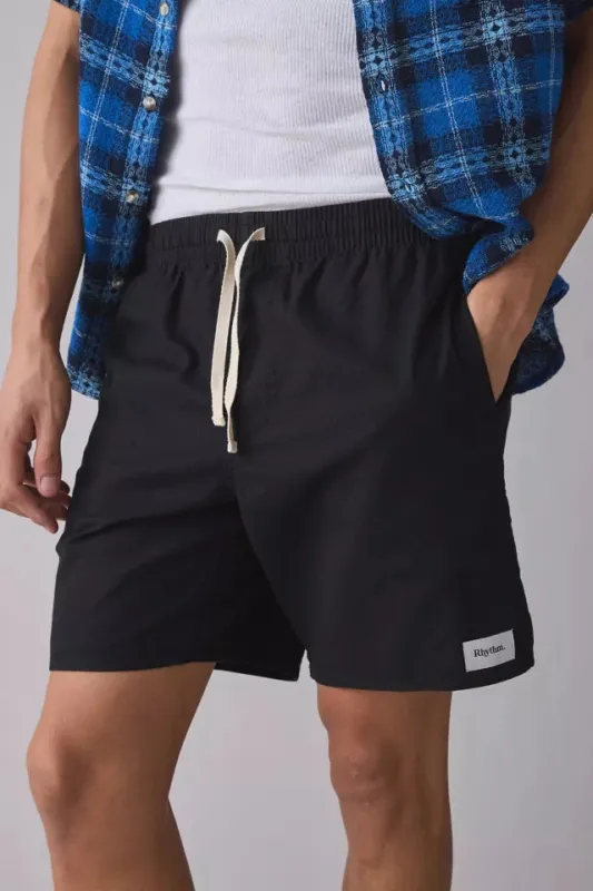 Rhythm Textured Linen Jam Shorts - Black made by Rhythm.